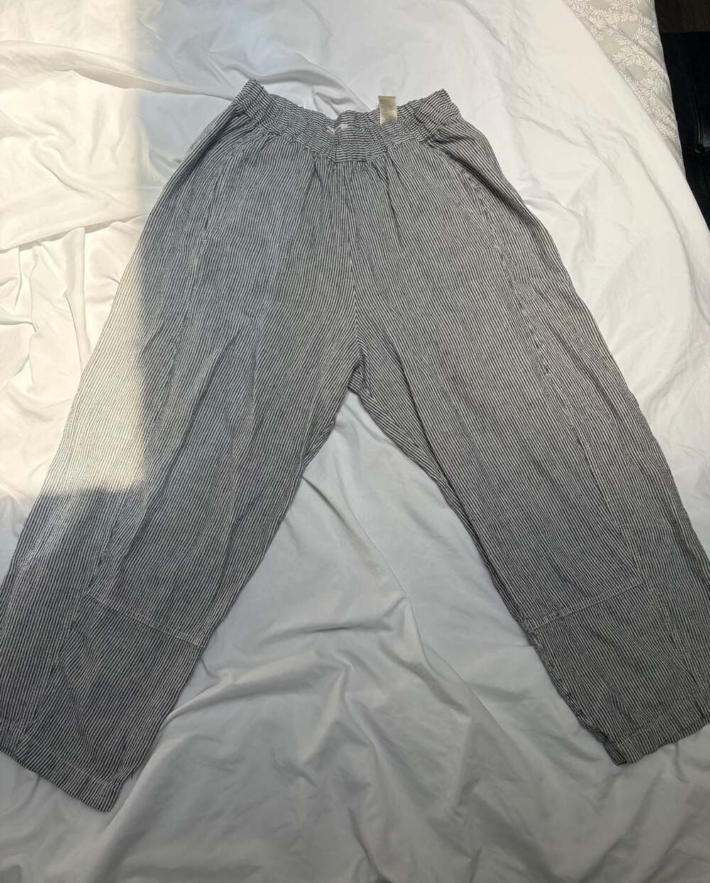 Max Studio London Striped Linen Blend Pull-On Lantern Pants size L - Picture 1 of 9